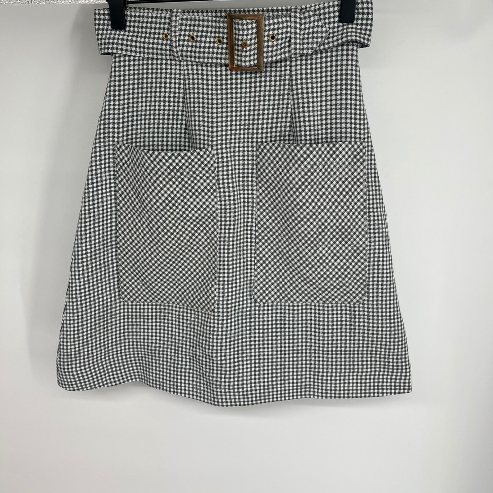 House of Campbell Andie Skirt Gingham Belted A Line Mini Skirt Size 6‎